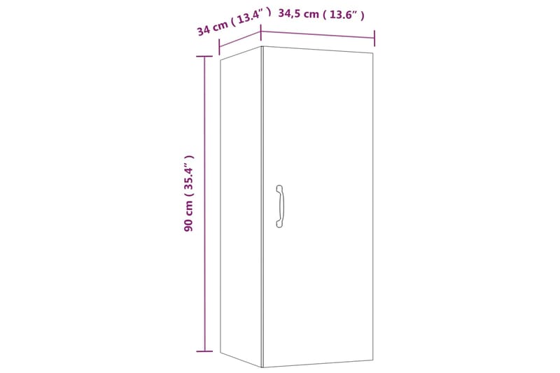 beBasic Riippuva seinäkaappi musta 34,5x34x90 cm tekninen puu - Musta - Seinähylly - Keittiöhylly - Hylly