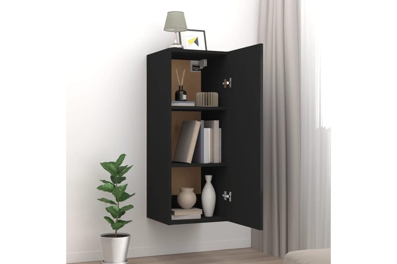 beBasic Riippuva seinäkaappi musta 34,5x34x90 cm tekninen puu - Musta - Talo & remontointi - Keittiö & kylpyhuone - Keittiö & kodinhoitohuone - Keittiön sisustus - Keittiöhylly