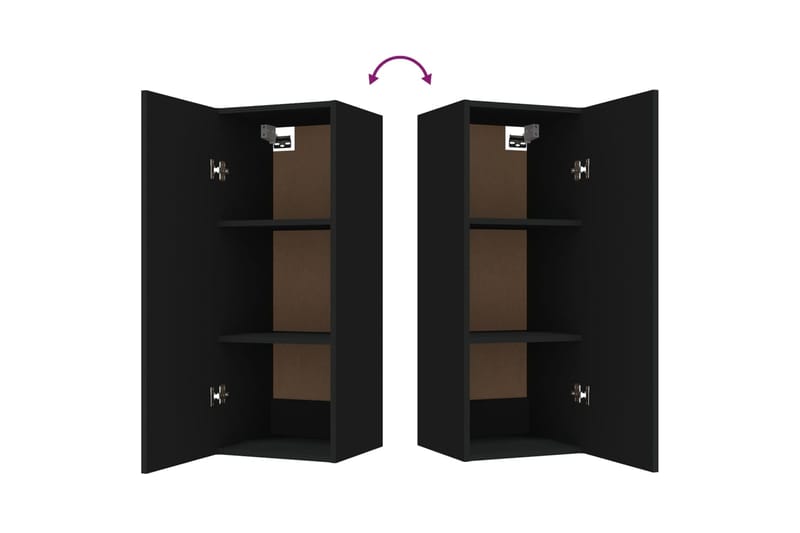 beBasic Riippuva seinäkaappi musta 34,5x34x90 cm tekninen puu - Musta - Talo & remontointi - Keittiö & kylpyhuone - Keittiö & kodinhoitohuone - Keittiön sisustus - Keittiöhylly