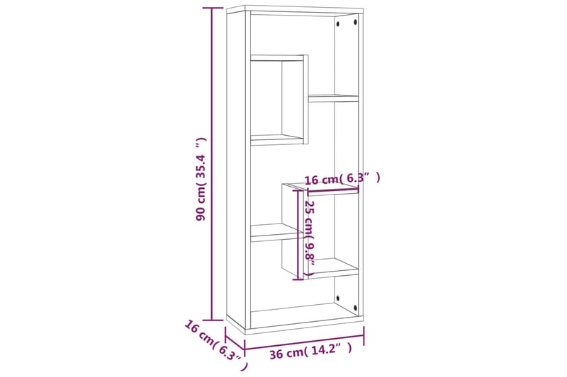 beBasic Seinähylly savutammi 36x16x90 cm tekninen puu - Ruskea - Seinähylly - Keittiöhylly - Hylly