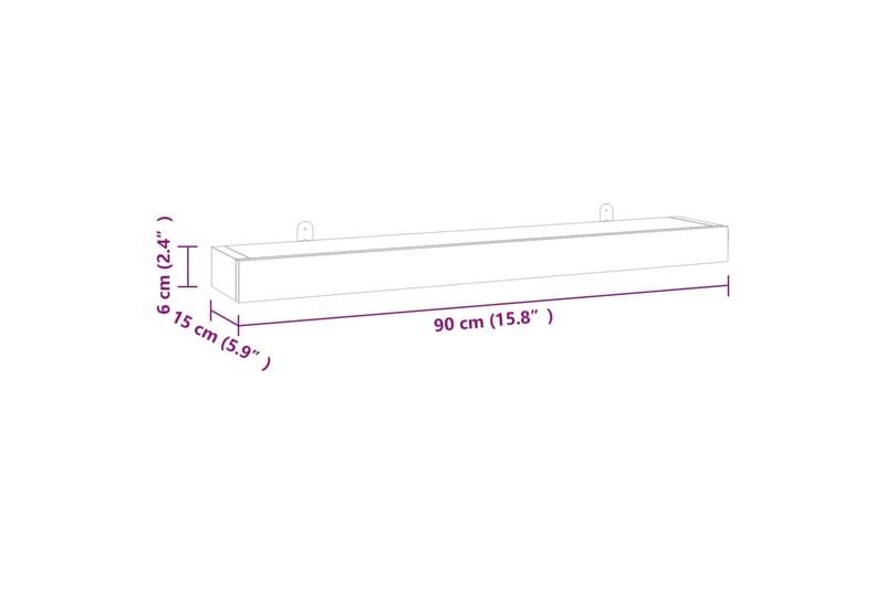 beBasic Seinähyllyt 2 kpl 90x15x6 cm täysi tiikki - Ruskea - Seinähylly - Keittiöhylly - Hylly