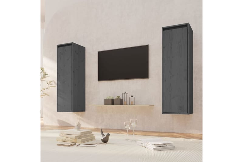 beBasic Seinäkaapit 2 kpl harmaa 30x30x100 cm täysi mänty - Harmaa - Talo & remontointi - Keittiö & kylpyhuone - Keittiö & kodinhoitohuone - Keittiön sisustus - Keittiöhylly