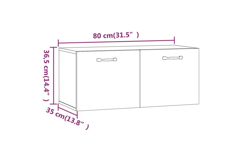 beBasic Seinäkaappi betoninharmaa 80x35x36,5 cm tekninen puu - Harmaa - Seinähylly - Keittiöhylly - Hylly