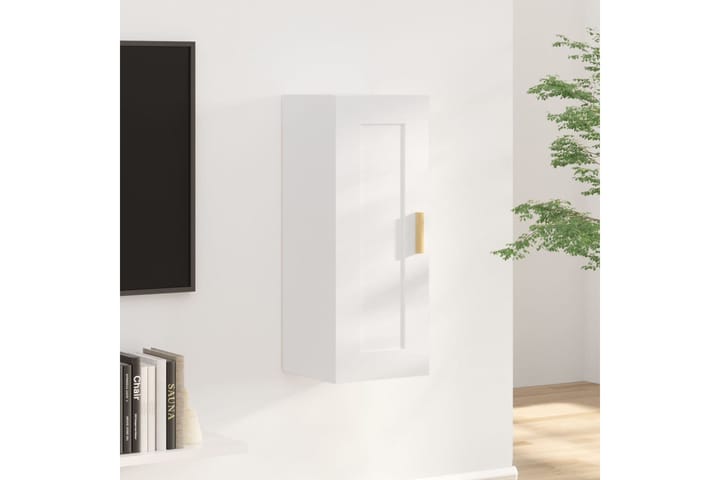 beBasic Seinäkaappi korkeakiilto valkoinen 35x34x90 cm tekninen puu - Valkoinen - Seinähylly - Keittiöhylly - Hylly