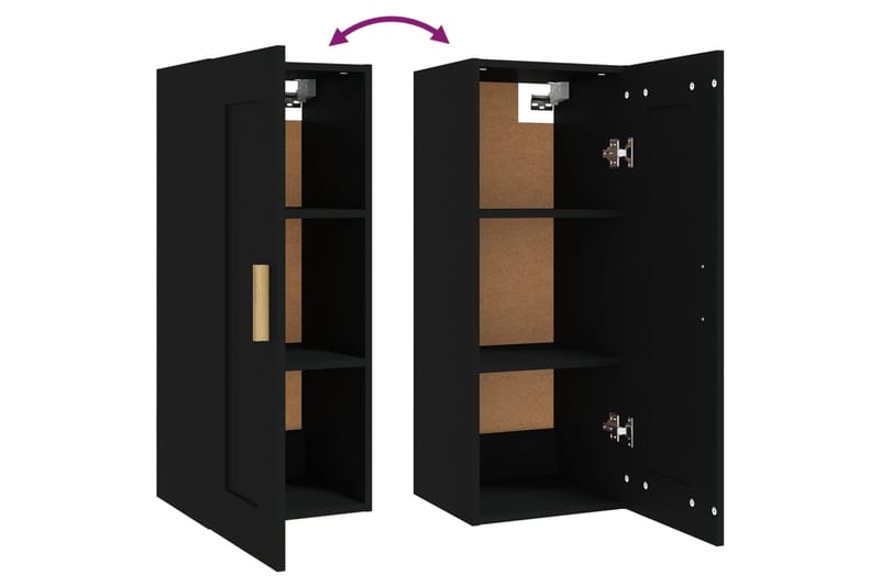 beBasic Seinäkaappi musta 35x34x90 cm tekninen puu - Musta - Talo & remontointi - Keittiö & kylpyhuone - Keittiö & kodinhoitohuone - Keittiön sisustus - Keittiöhylly