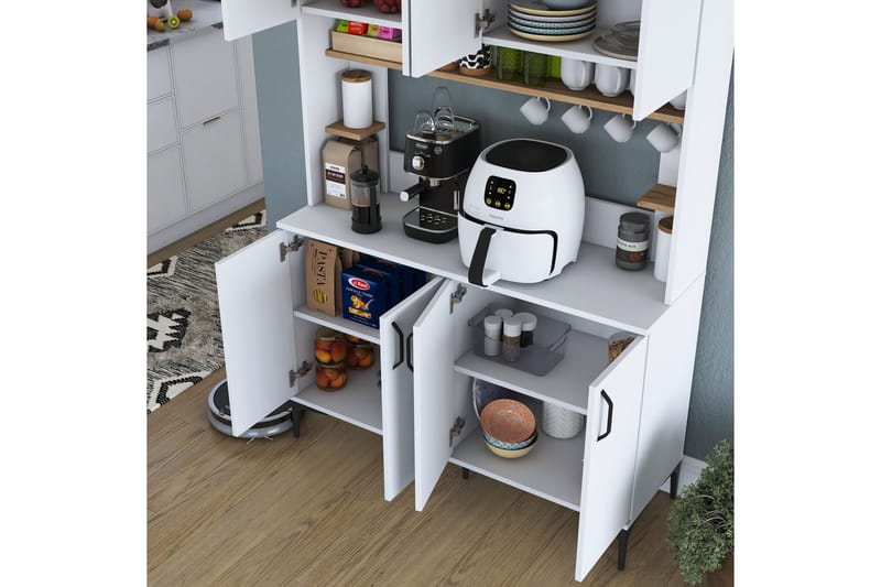 Eligius Korkeakaappi - Valkoinen/Pähkinäpuu - Talo & remontointi - Keittiö & kylpyhuone - Keittiö & kodinhoitohuone - Keittiön sisustus - Keittiökaappi