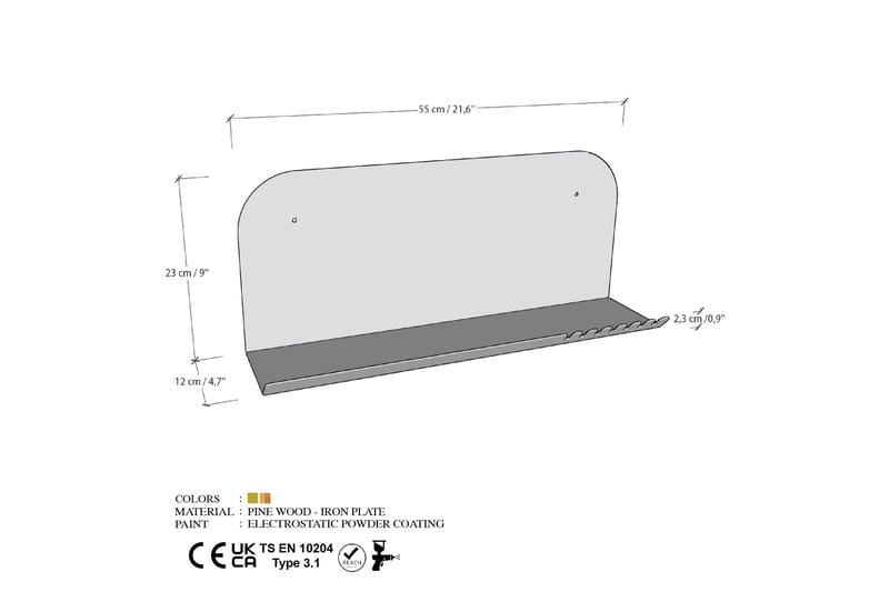 Faeryn Seinätila 55 cm - Kulta - Säilytys - Hylly