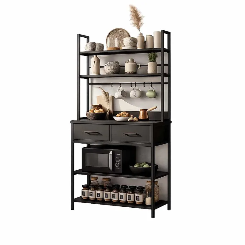 Keittiöhylly Hanah Home Frame (82 x 169 x 39 cm) Musta, Musta
