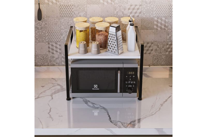 Keittiöhylly Kunimitsu Valkoinen / Musta - Valkoinen / Musta - Säilytys - Hylly - Säilytyshylly - Maustehylly & mausteteline