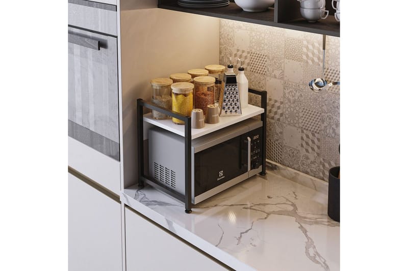 Keittiöhylly Kunimitsu Valkoinen / Musta - Valkoinen / Musta - Säilytys - Hylly - Säilytyshylly - Maustehylly & mausteteline