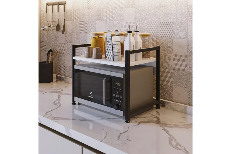 Keittiöhylly Kunimitsu Valkoinen / Musta - Valkoinen / Musta - Säilytys - Hylly - Säilytyshylly - Maustehylly & mausteteline