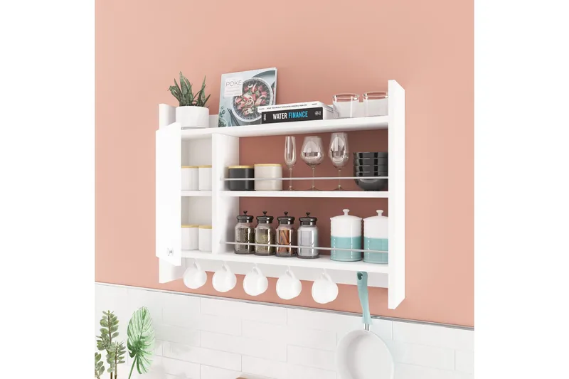 Maustehylly Knerria 85x15 cm, Valkoinen