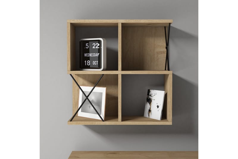 Seinähylly Amtorp 60 cm, Ruskea/Musta