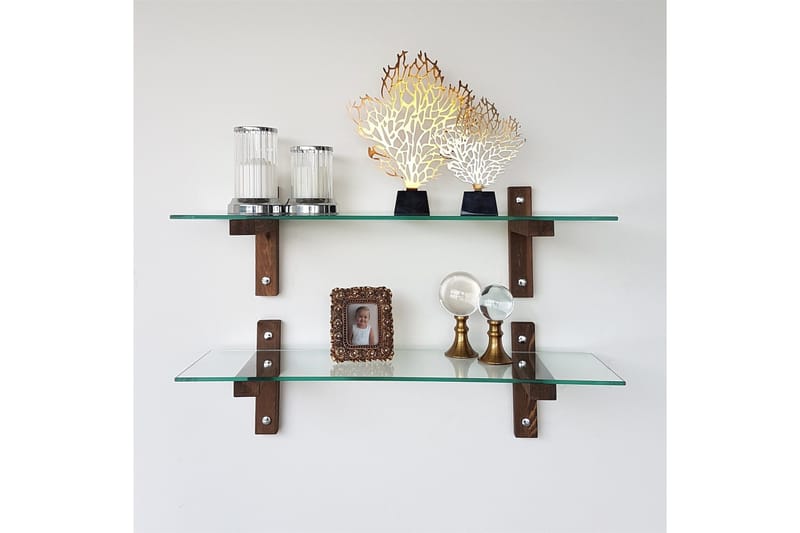 Seinähylly Boehler 85 cm - Ruskea/Lasi - Talo & remontointi - Keittiö & kylpyhuone - Keittiö & kodinhoitohuone - Keittiön sisustus - Keittiöhylly