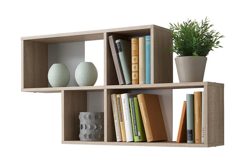 Seinähylly Byrne 100 cm, Tammi/Valkoinen