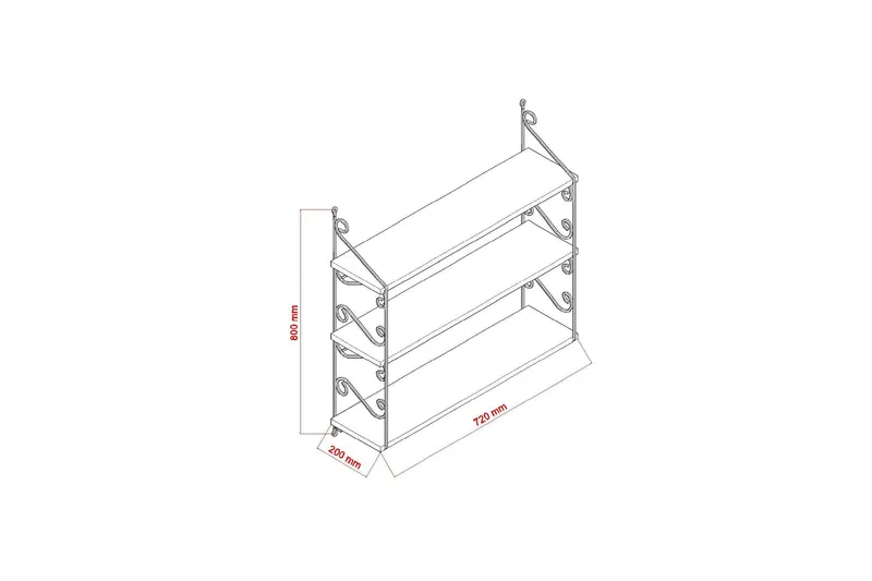Seinähylly Forbis 3 Hyllyä - Ruskea - Talo & remontointi - Keittiö & kylpyhuone - Keittiö & kodinhoitohuone - Keittiön sisustus - Keittiöhylly