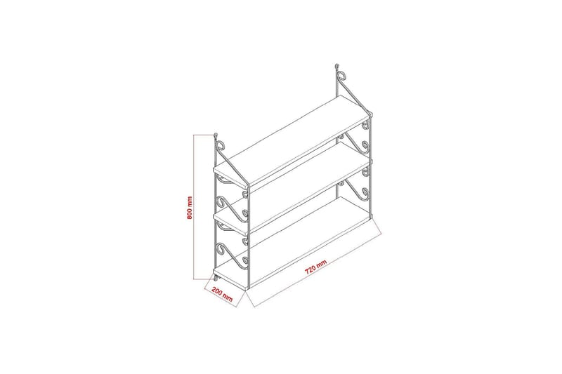 Seinähylly Forbis 3 Hyllyä - Ruskea - Talo & remontointi - Keittiö & kylpyhuone - Keittiö & kodinhoitohuone - Keittiön sisustus - Keittiöhylly