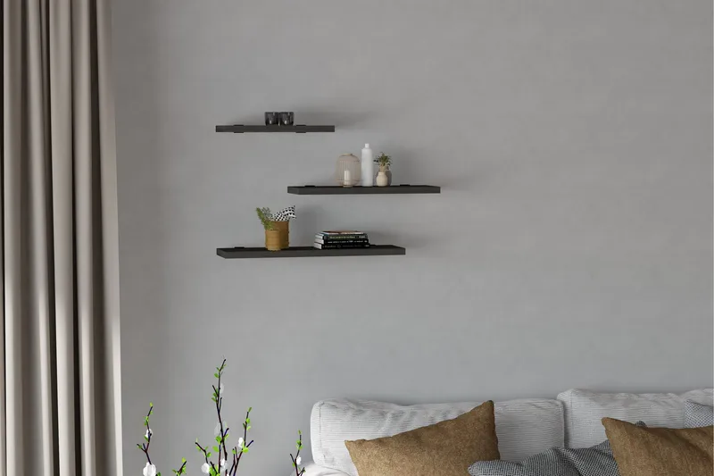 Seinähylly Jakor 2x30 cm 3-pak - Antrasiitti - Talo & remontointi - Keittiö & kylpyhuone - Keittiö & kodinhoitohuone - Keittiön sisustus - Keittiöhylly