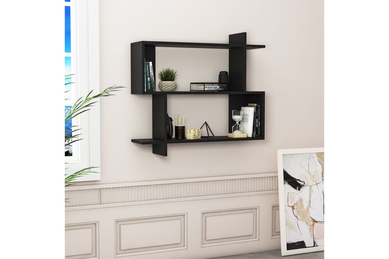 Seinähylly Minanina 90x22 cm 3 hyllyä - Musta - Talo & remontointi - Keittiö & kylpyhuone - Keittiö & kodinhoitohuone - Keittiön sisustus - Keittiöhylly