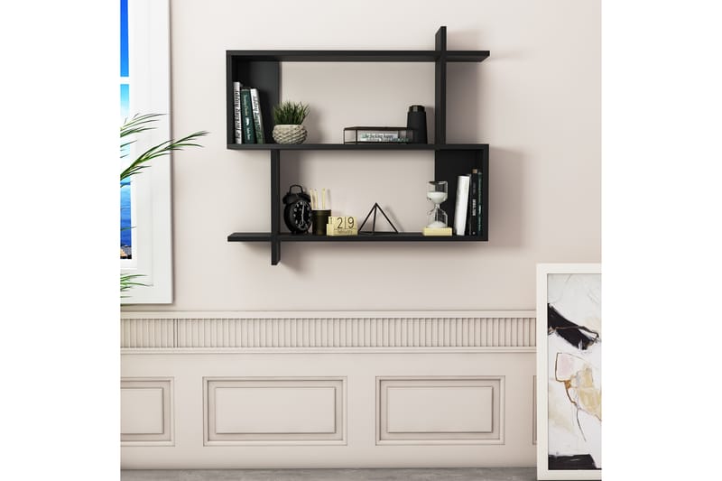 Seinähylly Minanina 90x22 cm 3 hyllyä - Musta - Talo & remontointi - Keittiö & kylpyhuone - Keittiö & kodinhoitohuone - Keittiön sisustus - Keittiöhylly