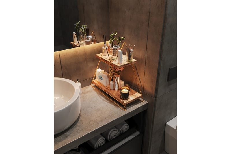 Seinähylly Naomasa 38 cm, Ruskea/Kulta