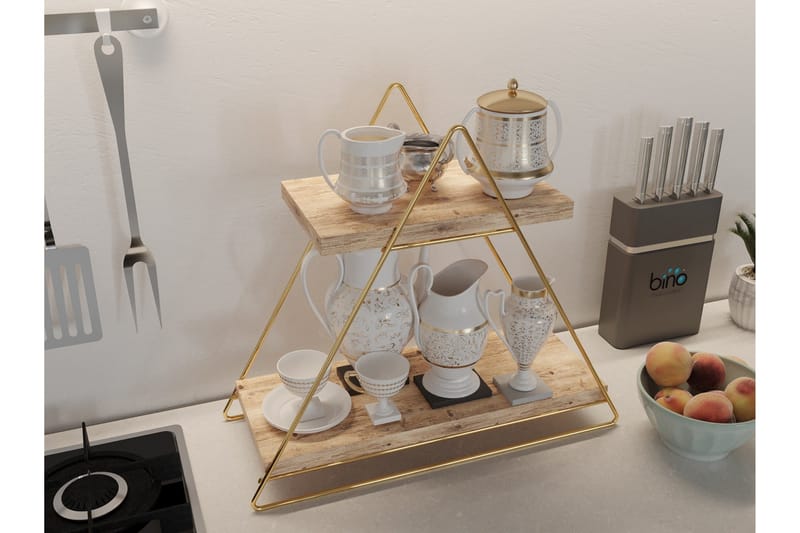 Seinähylly Naomasa 38 cm - Ruskea/Kulta - Talo & remontointi - Keittiö & kylpyhuone - Keittiö & kodinhoitohuone - Keittiön sisustus - Keittiöhylly