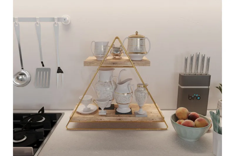 Seinähylly Naomasa 38 cm - Ruskea/Kulta - Talo & remontointi - Keittiö & kylpyhuone - Keittiö & kodinhoitohuone - Keittiön sisustus - Keittiöhylly