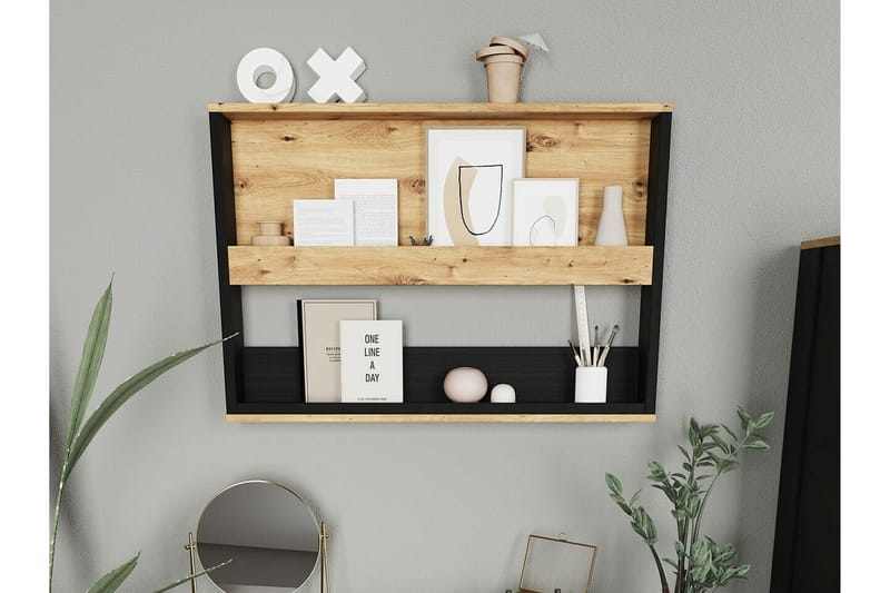 Seinähylly Rathmore 92x12 cm - Musta - Talo & remontointi - Keittiö & kylpyhuone - Keittiö & kodinhoitohuone - Keittiön sisustus - Keittiöhylly