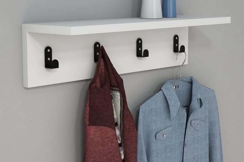 Seinähylly Tyrsberget 60 cm - Valkoinen - Säilytys - Vaatesäilytys - Vaatenaulakko - Vaatekoukku