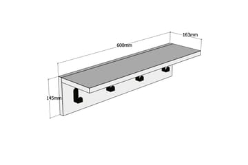 Seinähylly Tyrsberget 60 cm - Valkoinen - Säilytys - Vaatesäilytys - Vaatenaulakko - Vaatekoukku