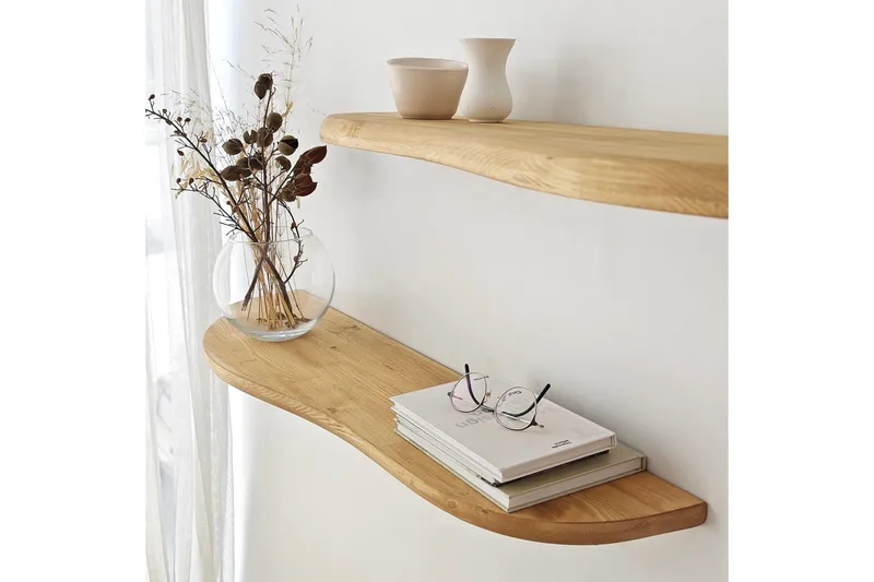 Seinähylly Wavy 100 cm - Tammi - Talo & remontointi - Keittiö & kylpyhuone - Keittiö & kodinhoitohuone - Keittiön sisustus - Keittiöhylly