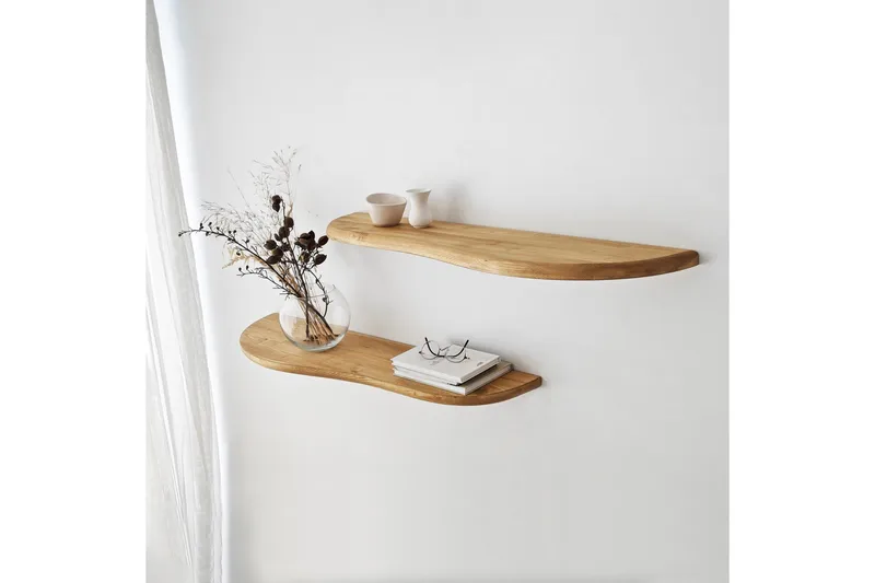 Seinähylly Wavy 100 cm - Tammi - Talo & remontointi - Keittiö & kylpyhuone - Keittiö & kodinhoitohuone - Keittiön sisustus - Keittiöhylly