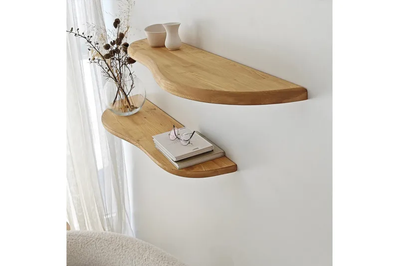 Seinähylly Wavy 100 cm - Tammi - Talo & remontointi - Keittiö & kylpyhuone - Keittiö & kodinhoitohuone - Keittiön sisustus - Keittiöhylly