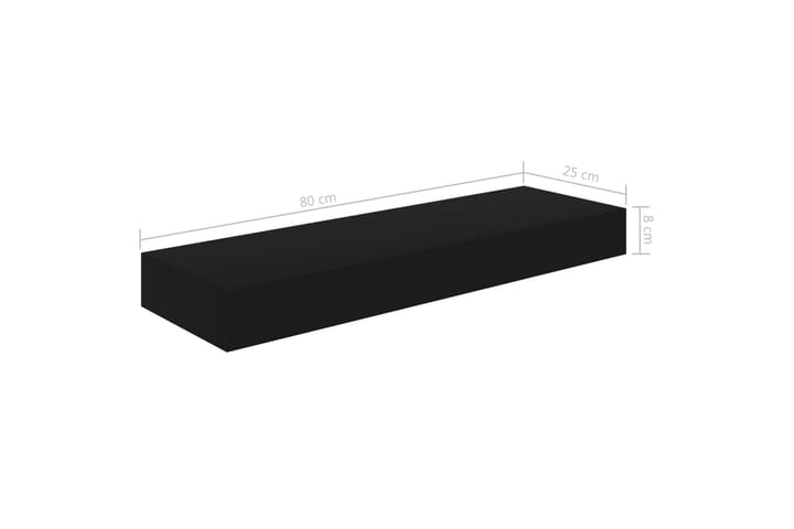 Kelluva seinähylly vetolaatikolla musta 80x25x8 cm - Seinähylly - Keittiöhylly - Hylly