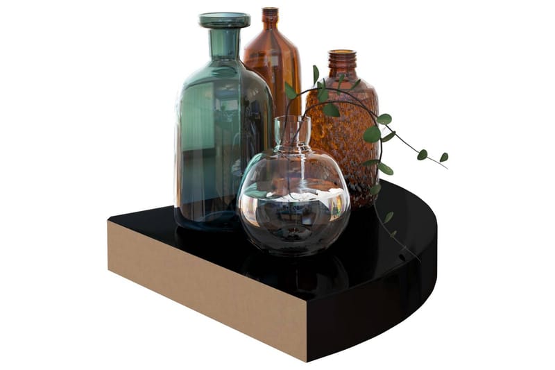 Kelluvat kulmahyllyt 4 kpl korkeakiilto musta 25x25x3,8 cm - Musta - Talo & remontointi - Keittiö & kylpyhuone - Keittiö & kodinhoitohuone - Keittiön sisustus - Keittiöhylly