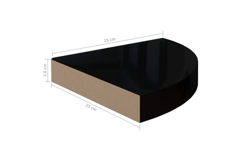 Kelluvat kulmahyllyt 4 kpl korkeakiilto musta 25x25x3,8 cm - Musta - Talo & remontointi - Keittiö & kylpyhuone - Keittiö & kodinhoitohuone - Keittiön sisustus - Keittiöhylly