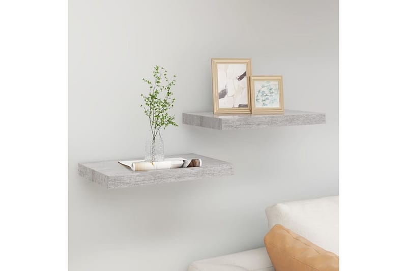 Kelluvat seinähyllyt 2 kpl betoninharmaa 40x23x3,8 cm MDF - Harmaa - Talo & remontointi - Keittiö & kylpyhuone - Keittiö & kodinhoitohuone - Keittiön sisustus - Keittiöhylly
