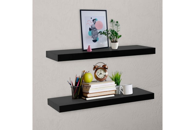 Kelluvat seinähyllyt 2 kpl musta 80x20x3,8 cm - Talo & remontointi - Keittiö & kylpyhuone - Keittiö & kodinhoitohuone - Keittiön sisustus - Keittiöhylly