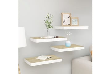 Kelluvat seinähyllyt 4 kpl 40x23x3,8 cm MDF - Valkoinen - Talo & remontointi - Keittiö & kylpyhuone - Keittiö & kodinhoitohuone - Keittiön sisustus - Keittiöhylly