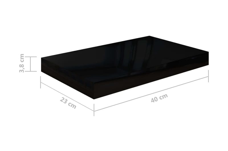 Kelluvat seinähyllyt 4 kpl korkeakiilto musta 40x23x3,8 cm - Musta - Seinähylly - Keittiöhylly - Hylly