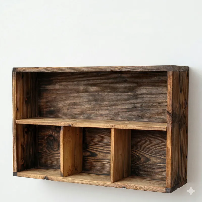 Koristeellinen puinen seinähylly Wallxpert Rafello (50 x 30 x 14 cm) puinen, Luonnonpuuviimeistely