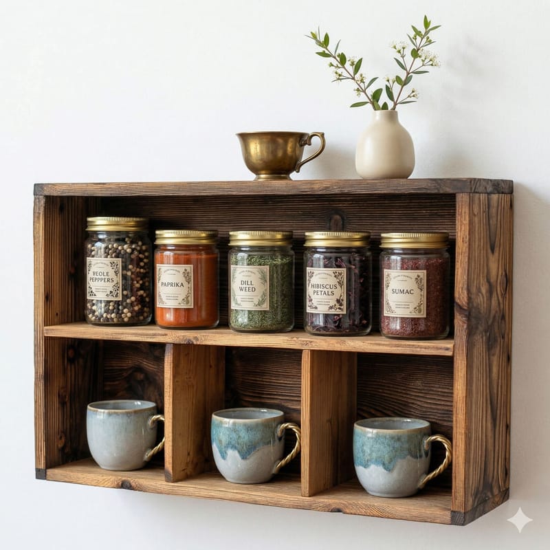 Koristeellinen puinen seinähylly Wallxpert Rafello (50 x 30 x 14 cm) puinen - Luonnonpuuviimeistely - Talo & remontointi - Keittiö & kylpyhuone - Keittiö & kodinhoitohuone - Keittiön sisustus - Keittiöhylly