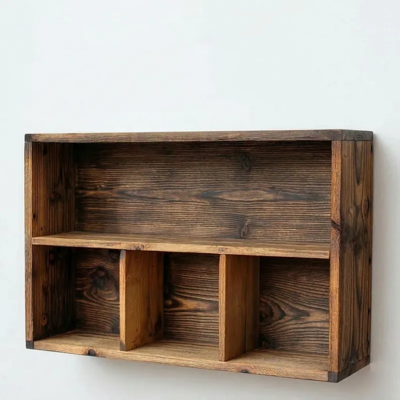 Koristeellinen puinen seinähylly Wallxpert Rafello (50 x 30 x 14 cm) Tumma puinen, Puunsävy(t)