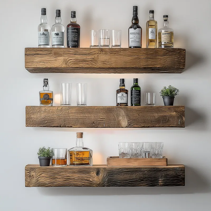 Koristeellinen puinen seinähylly Hanah Home Rafect Wooden (13 x 60 x 11 cm) Malli: kolmihyllyinen
