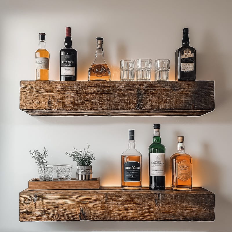 Koristeellinen puinen seinähylly Hanah Home Rafect Wooden (13 x 60 x 11 cm) Malli: kaksihyllyinen - Talo & remontointi - Keittiö & kylpyhuone - Keittiö & kodinhoitohuone - Keittiön sisustus - Keittiöhylly