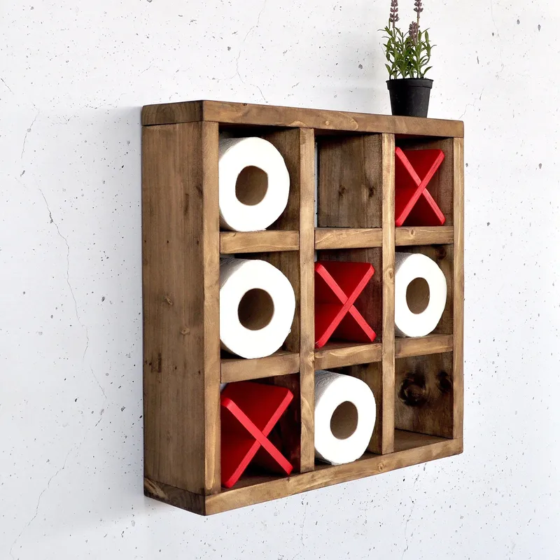 Koristeellinen puinen seinähylly Hanah Home Raflin (42,5 x 42,5 x 11 cm) Puinen / punainen, undefined