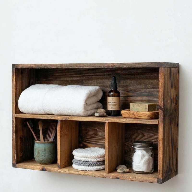 Koristeellinen puinen seinähylly Wallxpert Rafello (50 x 30 x 14 cm) Tumma puinen - Puunsävy(t) - Talo & remontointi - Keittiö & kylpyhuone - Keittiö & kodinhoitohuone - Keittiön sisustus - Keittiöhylly