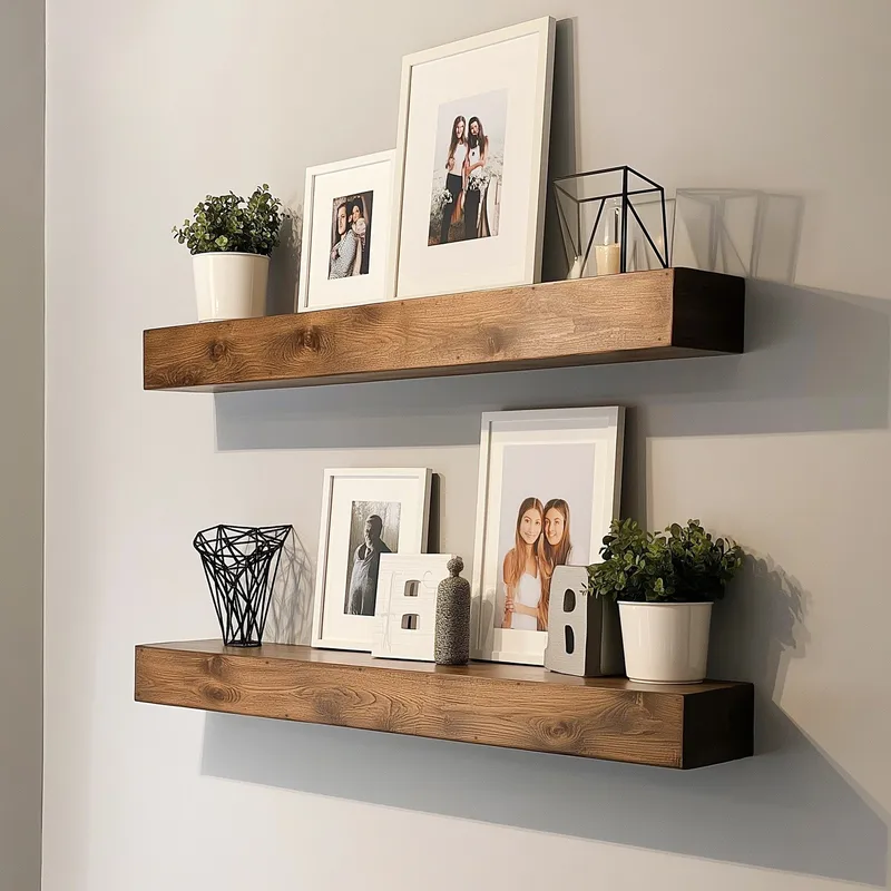 Koristeellinen puinen seinähylly Hanah Home Rafect Wooden (13 x 60 x 11 cm) Malli: kaksihyllyinen, undefined
