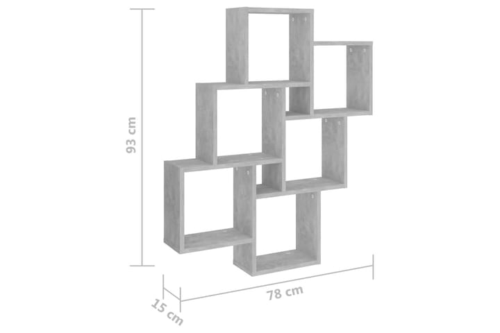 Kuutioseinähylly betoninharmaa 78x15x93 cm lastulevy - Harmaa - Seinähylly - Keittiöhylly - Hylly