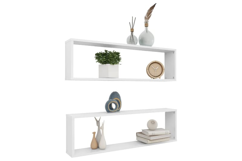 Kuutioseinähyllyt 2 kpl korkeak. valk. 100x15x30 cm - Valkoinen - Talo & remontointi - Keittiö & kylpyhuone - Keittiö & kodinhoitohuone - Keittiön sisustus - Keittiöhylly